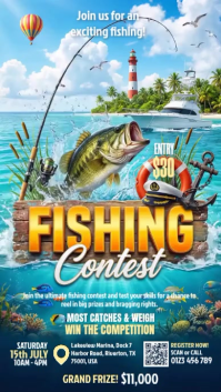 Blue Joyful Fishing Contest Instagram Story Video Indaba yaku-Instagram template