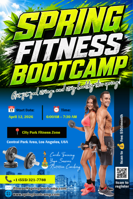 Blue Joyful Fitness Bootcamp Poster Template | PosterMyWall