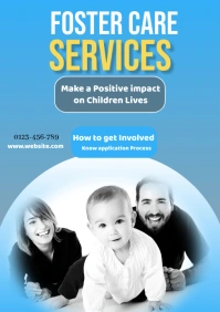 Blue Joyful Foster Care Services A2 template