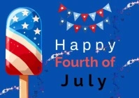 American flag color ice cream Fourth July Celebration  Postcard Briefkaart template