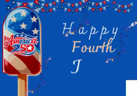 American flag color ice cream Fourth July Celebration  Postcard ไปรษณียบัตร template