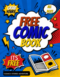 Blue Joyful Free Comic Book Day Flyer template