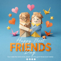 Blue Joyful Friendship Day Square Video 方形(1:1) template