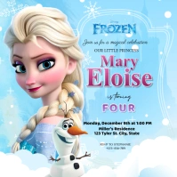 Blue Joyful Frozen Birthday Instagram Post template