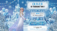 Blue Joyful Frozen Birthday Invitation Digital Display (16:9) template