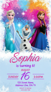 Blue Joyful Frozen Birthday Invitation Instagram Story template