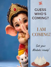 Blue Ganesh Chaturthi Celebration Рекламная листовка Template