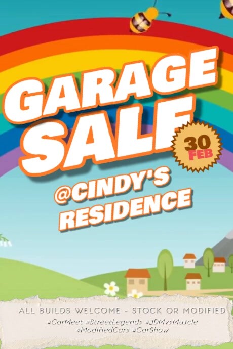 Blue Joyful Garage Sale  Poster Plakkaat template