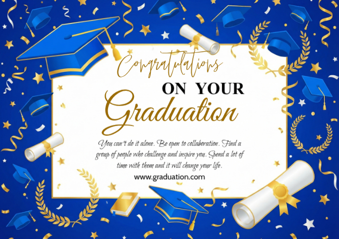 Blue Joyful Graduation Celebration A4 Template | PosterMyWall