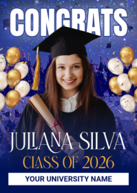 Blue Joyful Graduation Celebration A6 template