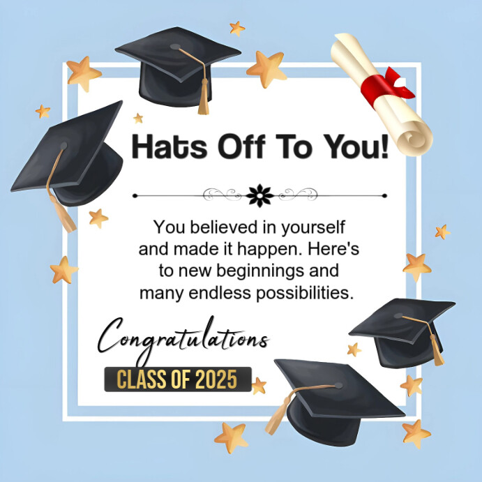 Congratulations Graduates Blue Blue Joyful Graduation Congratulations Message Instagram Post Template ...