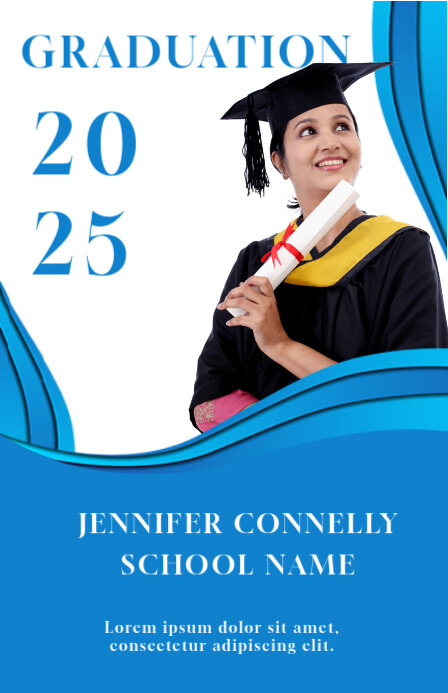 Blue Graduation Half Page Wide Template | PosterMyWall