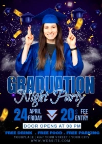Blue Joyful Graduation Party A1 template