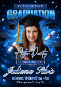 Blue Joyful Graduation Party A6 template