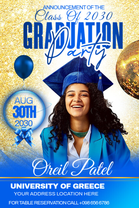 Gradution Posters Blue Graduation Party Posters Template | PosterMyWall