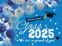 Blue Joyful Graduation Video Yard Sign Znak podwórkowy template