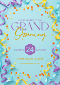 Blue Joyful Grand Opening A5 template