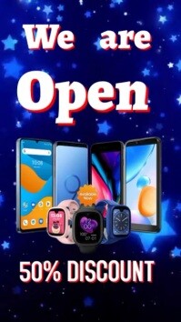 Blue Joyful Grand Opening Electronics Sale  Instagram Reel template