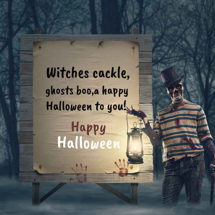 Blue Joyful Halloween Instagram Post Template PosterMyWall