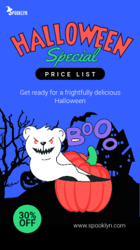 Blue Halloween Price List Instagram Story Template - Page 1
