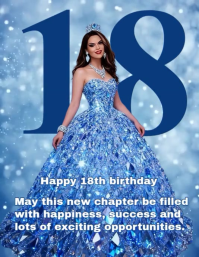 Blue Joyful Happy 18th Birthday Flyer (us Letter) template