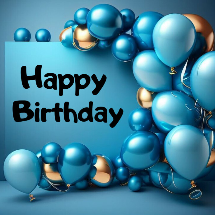 Blue Joyful Happy Birthday 2024 Instagram Post Template | PosterMyWall