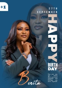 Blue Joyful Happy Birthday A4 template