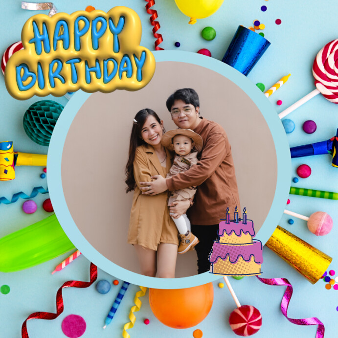 Plantilla de Blue Joyful Happy Birthday Celebration Instagram Post ...