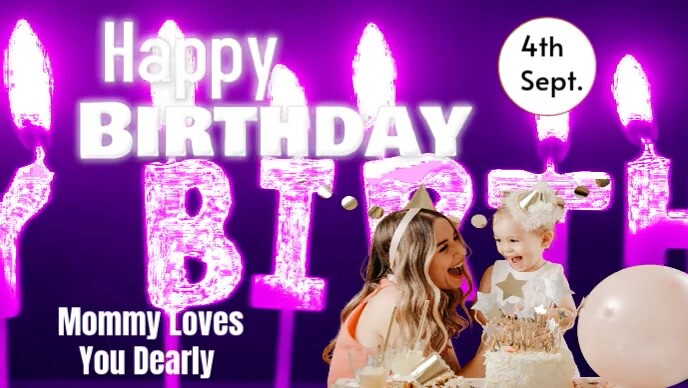 Blue Joyful Happy Birthday Celebration Youtube Thumbnail template