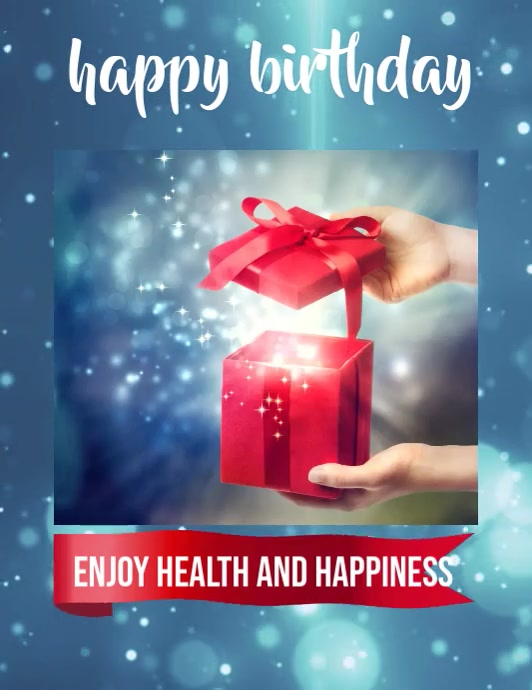 Blue Joyful Happy Birthday Flyer (us Letter), birthday greeting card, Pamflet (Letter AS) template