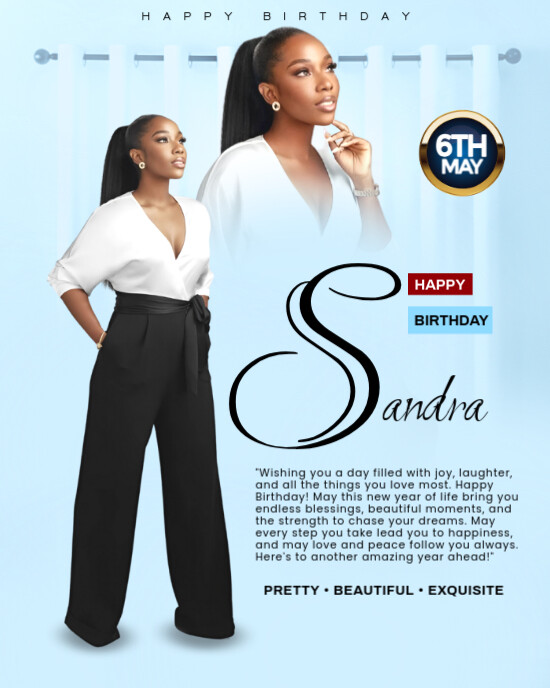 Blue Joyful Happy Birthday Flyer Instagram Portrait template
