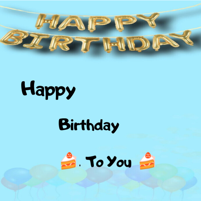 Blue Joyful Happy Birthday Instagram Instagram Post Template | PosterMyWall