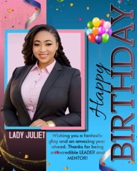 Blue Joyful Happy Birthday Instagram Portrait template