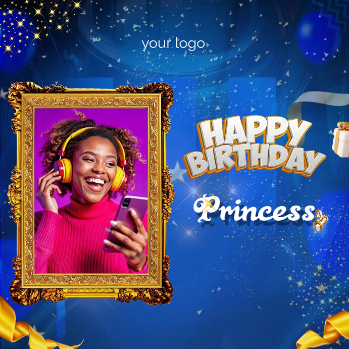Copy of Blue Joyful Happy Birthday Instagram Post | PosterMyWall