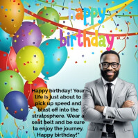 Blue Joyful Happy Birthday  Instagram Post template