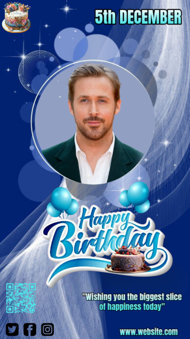 Blue Joyful Happy Birthday Instagram Story Template | PosterMyWall