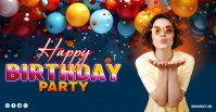 Blue Joyful Happy Birthday Party  Facebook Event Cover template