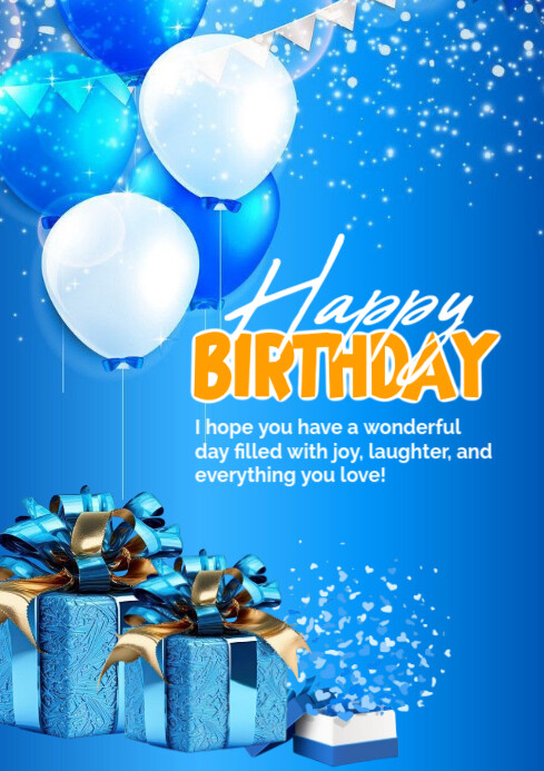 Plantilla de Blue Joyful Happy Birthday Poster A4 | PosterMyWall
