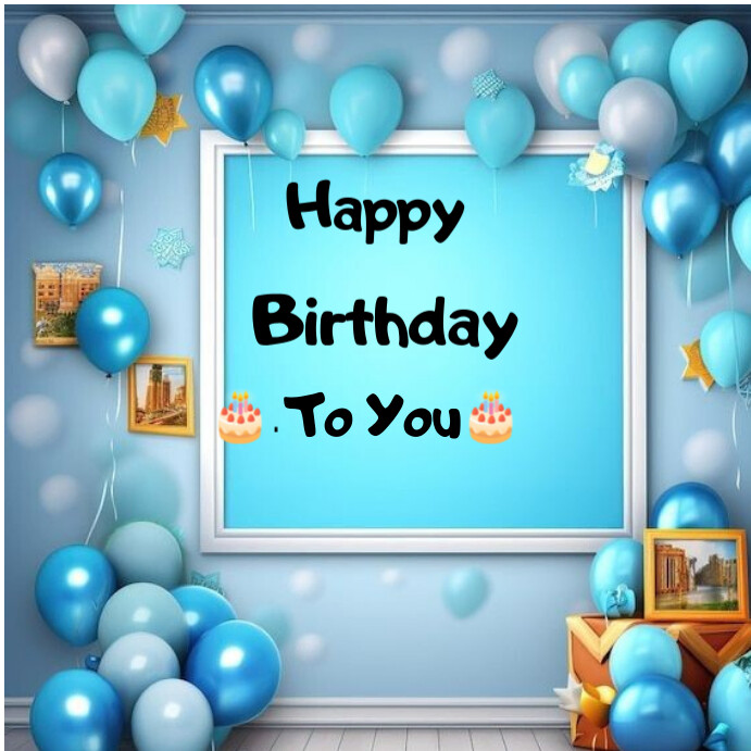 Blue Joyful Happy Birthday Templete Instagram Post Template | PosterMyWall
