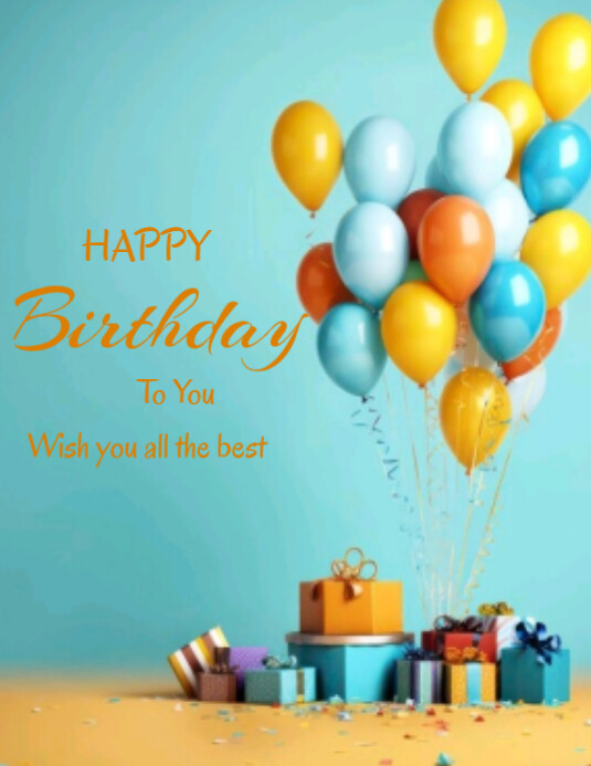Blue Joyful Happy Birthday To You Flyer (us Letter) Template | PosterMyWall