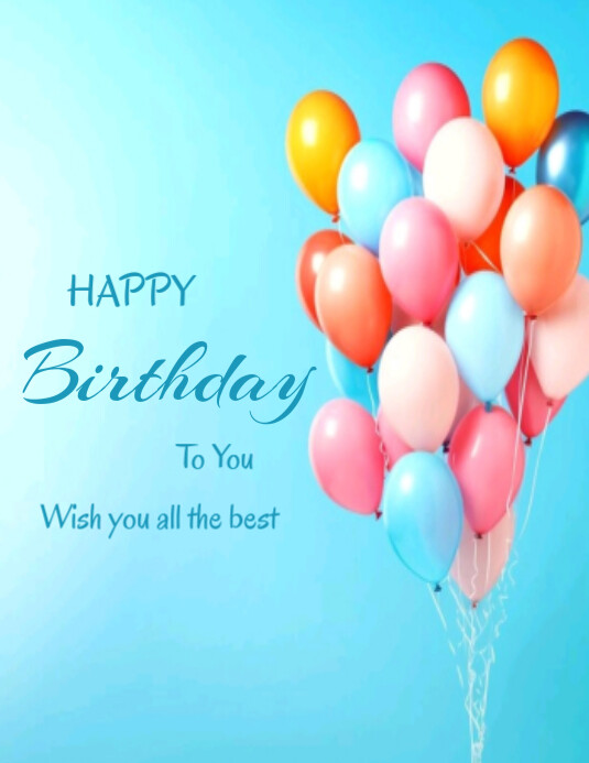 Blue Joyful Happy Birthday To You Flyer (us Letter) Template | PosterMyWall