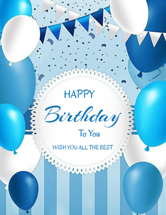 Plantilla de Blue Joyful Happy Birthday To You Flyer (us Letter ...