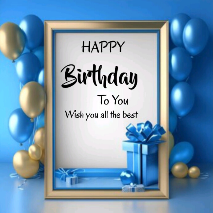 Blue Joyful Happy Birthday To You Instagram Post Template | PosterMyWall
