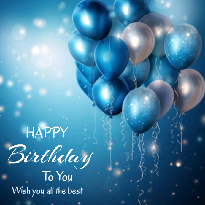 Blue Joyful Happy Birthday To You Instagram Post Template | PosterMyWall