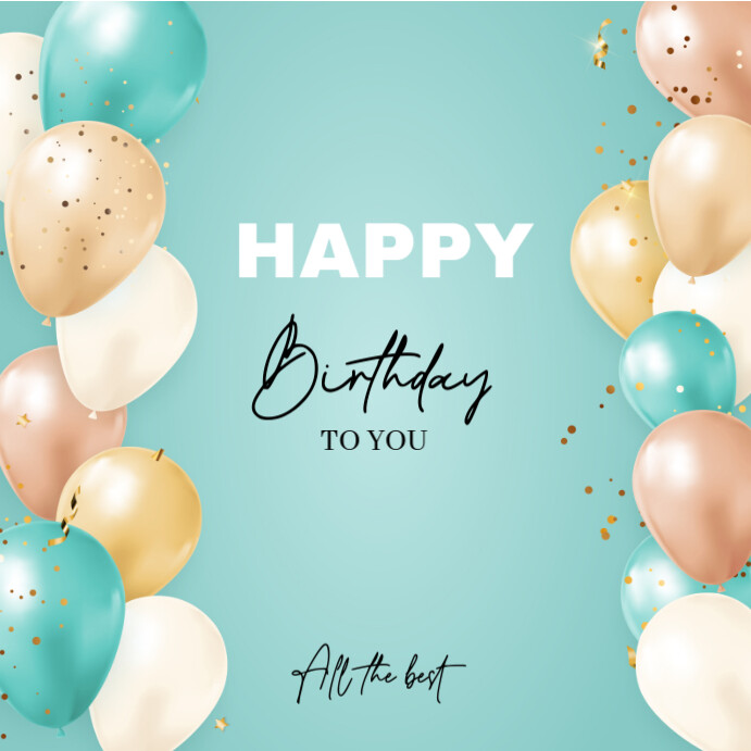 Blue Joyful Happy Birthday To You Instagram Post Template | PosterMyWall