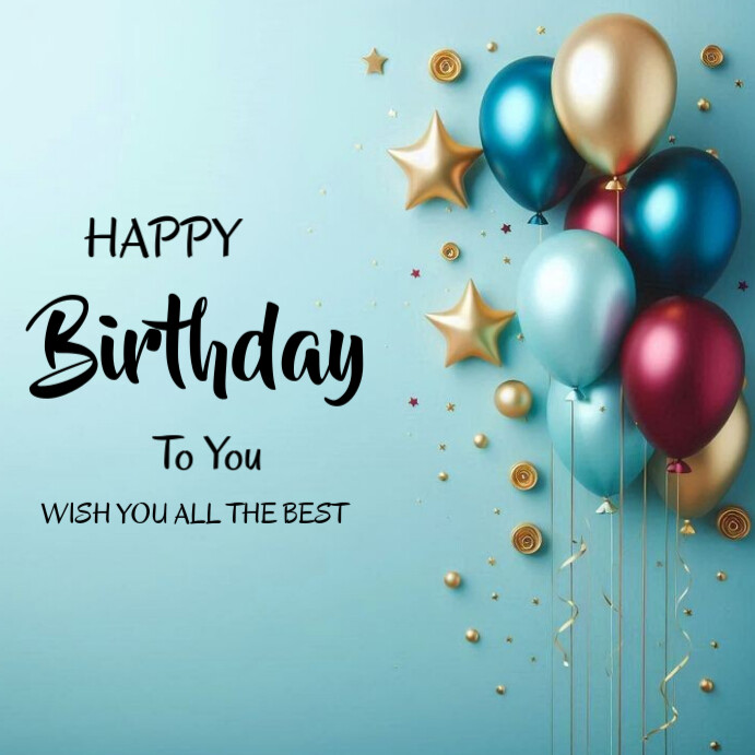 Blue Joyful Happy Birthday To You Instagram Post Template | PosterMyWall