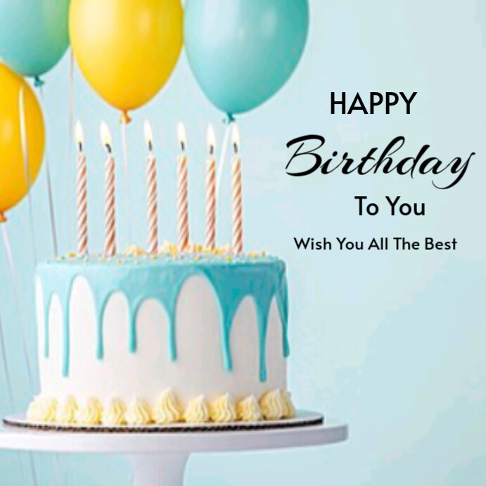 Blue Joyful Happy Birthday To You Instagram Post Templat | PosterMyWall