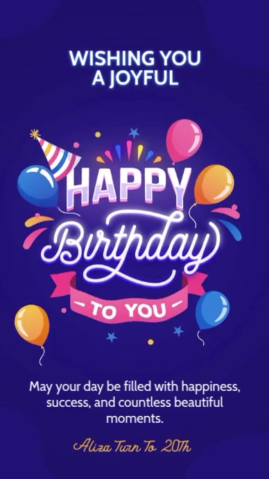Blue Joyful Happy Birthday To You Instagram Story Template | PosterMyWall