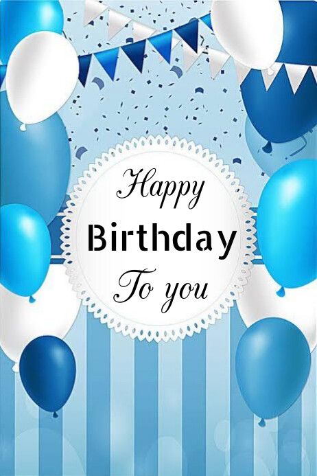 Blue Joyful Happy Birthday To You Poster Template | PosterMyWall