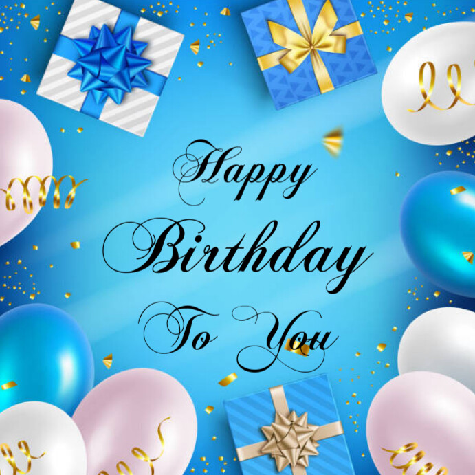 Blue Joyful Happy Birthday To You Template Instagram Post | PosterMyWall